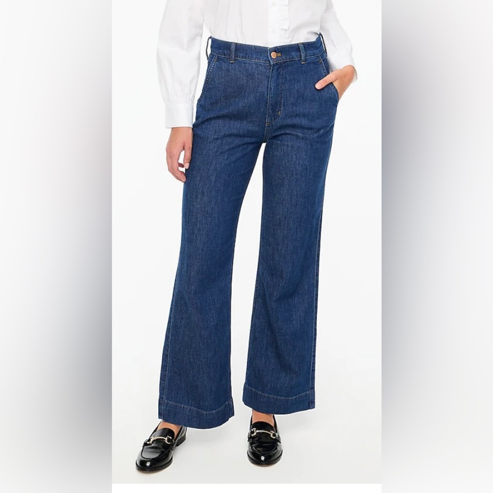 J. Crew Wide-Leg Dark Blue Denim Jeans